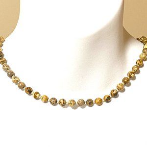 Jasper Stone Beaded Necklace, Genuine Gemstone Stackable Layering Necklace